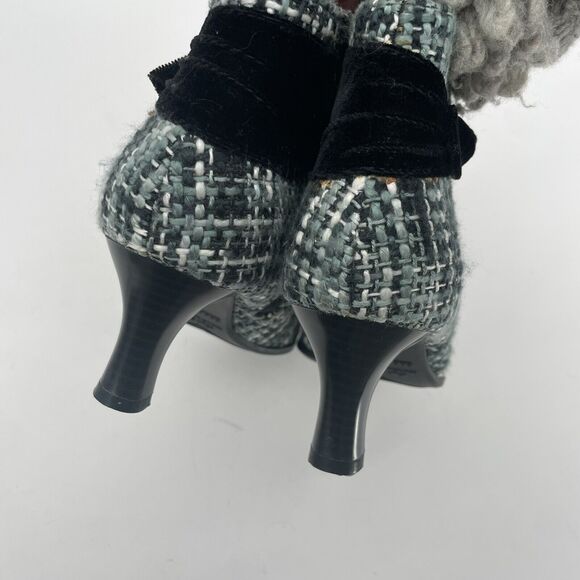 PREDICTIONS Size 6.5 Ankle Boots Fabric Black Gray Pointed Toe Booties Women's - Picture 5 of 9